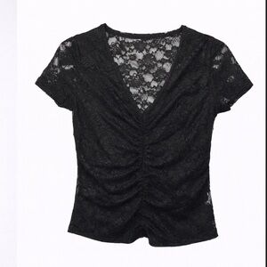 Chic Black Lace V-Neck Blouse
